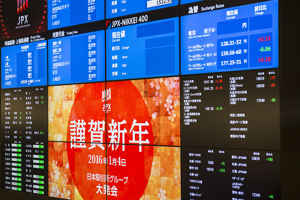 Bolsa de Tokio. Una tarjeta electrónica de acción muestra la sesión en la bolsa de valores de Tokio (TSE). (Foto prensa Alessandro Di Ciommo/Pacífico/LightRocket via Getty Images)