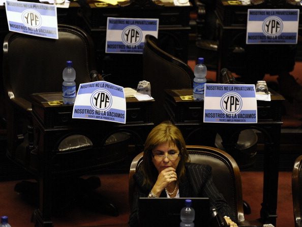 La ministra argentina de Seguridad, Patricia Bullrich (crédito de foto debe leer ALEJANDRO PAGNI/AFP/GettyImages)