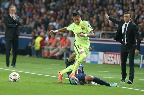 Neymar y el entrenador a Luis Enrique del FC Barcelona. (Foto por Xavier Laine/Getty Images)