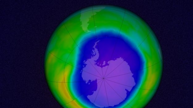 Agujero de Ozono en la Antártida el 22 de octubre de 2015. NASA