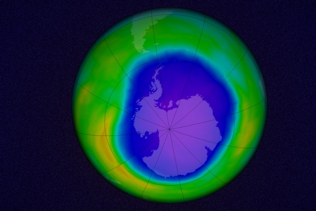Agujero de Ozono en la Antártida el 22 de octubre de 2015.(Imagen de la NASA/ Goddard Space Flight Center)
