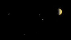 Primer video de la sonda Juno en Júpiter, con sus 4 lunas en movimiento
