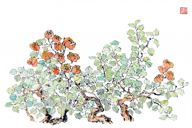 Pintura de flores chinas por Sun Mingguo/La Gran Época.