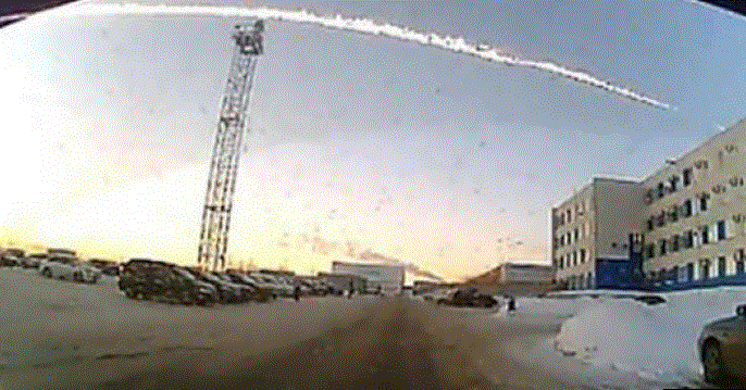 Asteroide Cheliabinsk en 2013. (Imagen de vídeo.)