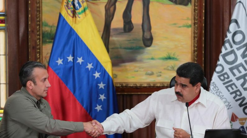 Izq: Tareck El Aissami, vicepresidente de Venezuela, Derecha: Nicolás Maduro presidente de ese país. Foto: Cancillería venezolana