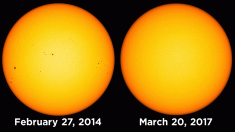 NASA mostró imágenes de la superficie del Sol sin manchas