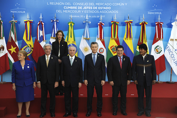 Cumbre de presidentes del Mercosur celebrada en Mendoza, Argentina el 21 de julio de 2017 (Foto ANDRES LARROVERE/AFP/Getty Images)