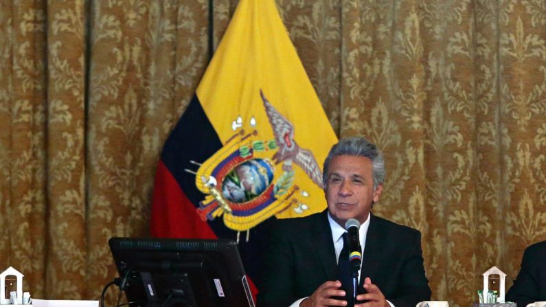 El presidente ecuatoriano Lenin Moreno solicitó a Colombia una reunión de presidentes por la situación fronteriza. FOTOGRAFÍA AFP / JUAN CEVALLOS (En la foto se debe leer JUAN CEVALLOS/AFP/Getty Images)