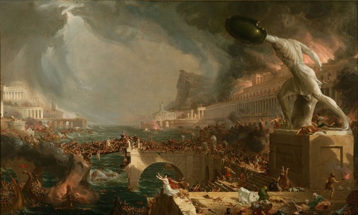 "Destruction", de Thomas Cole en la pintura 'Curso de los Imperios' 1836. (Dominio público)