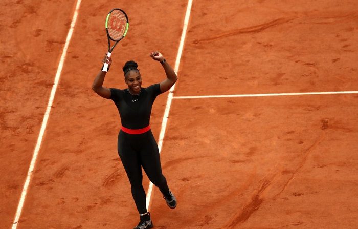 Serena Williams of The United States celebrates victory during the ladies singles third round match against Julia Georges of Germany during day seven of the 2018 French Open at Roland Garros on June 2, 2018 in Paris, France. (Photo by Cameron Spencer/Getty Images)