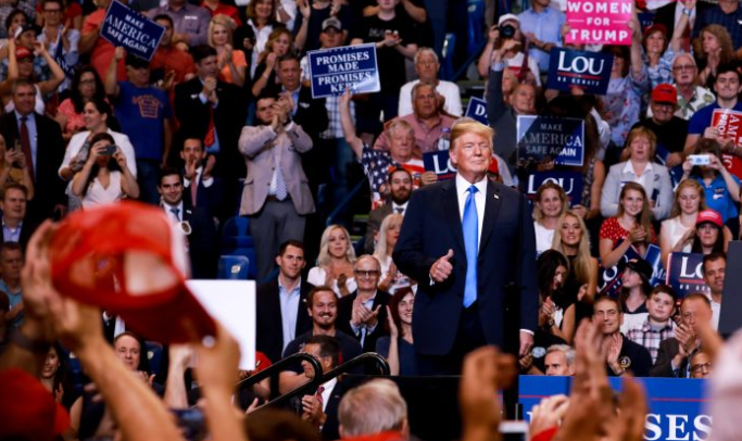 El presidente de Estados Unidos Donald Trump en un mitin "Hacer de América grande de nuevo", en Wilkes-Barre, Pennsylvania el 2 de agosto de 2018. (Samira Bouaou/Epoch Times)