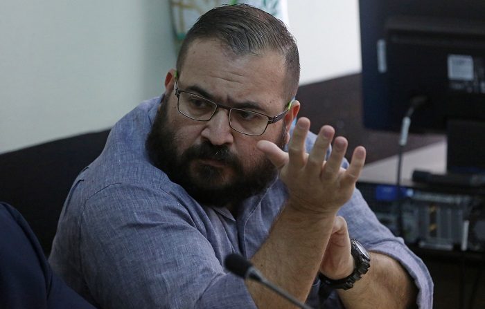 Javier Duarte, el exgobernador del estado mexicano de Veracruz, fue condenado hoy a nueve años de cárcel tras declararse culpable de los delitos de asociación delictiva y lavado de dinero, informaron hoy fuentes judiciales.. EFE/Esteban Biba