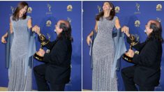 Sorprende a todo el mundo pidiéndole matrimonio a su novia en directo mientras gana el premio Emmy