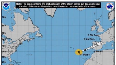 El huracán Leslie pierde intensidad pero se mueve más rápido hacia Portugal