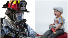 Adorable niño con cáncer conoce a sus héroes favoritos «los bomberos», antes de irse de este mundo