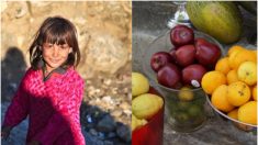 La gran actitud de una niña y su padre llena de alegría el corazón de una niña vendedora de frutas