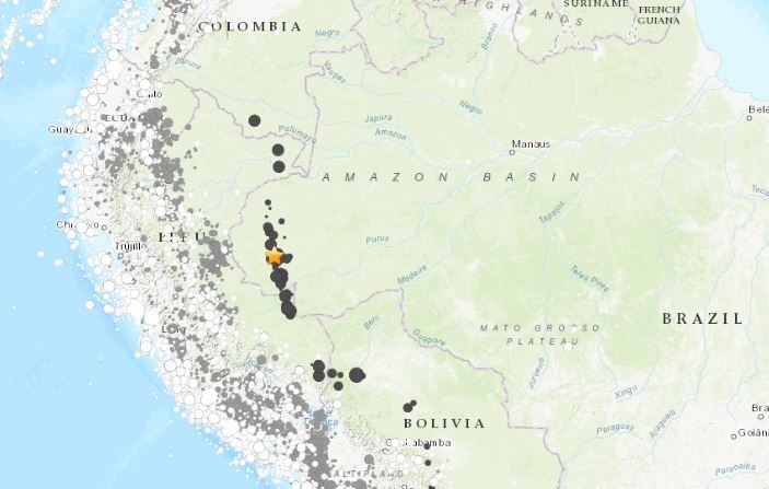 Terremoto en Brasil el 5 de enero de 2019 a las 19:25, hora internacional. (USGS)