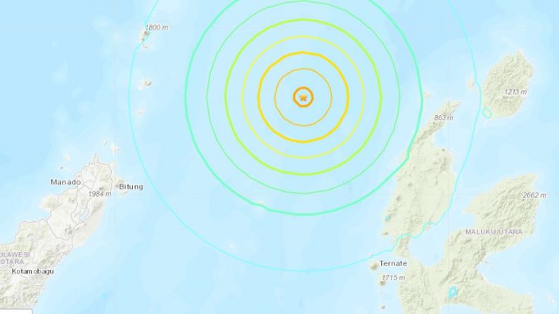 Epicentro del terremoto en Indonesia el 6 de enero a las 17:27, hora internaciona UT. (USGS)