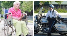 Anciana en silla de ruedas queda varada en plena ruta y este policía la lleva de la menera más genial