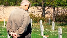Veterano de la II Guerra Mundial toma 3 autobuses para visitar  la tumba de su amada esposa