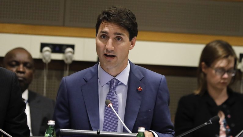 El primer ministro canadiense, Justin Trudeau, habla durante una conferencia.  (EFE/PETER FOLEY)
