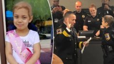 Niña de 6 años con cáncer terminal cumple su gran sueño de convertirse en una oficial de policía