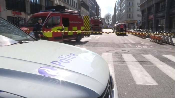 Calles de Bruselas acordonadas. Imagen tomada de video sin editar de EFE. 
