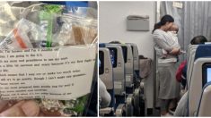 Entregó dulces y tapones de oídos a todos los pasajeros con una carta de su bebé que se volvió viral