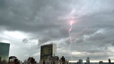 Espectacular rayo golpea el edificio One World Trade en violenta tormenta eléctrica en Nueva York
