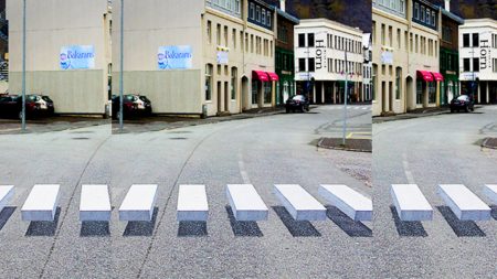 Estudiantes diseñan un cruce peatonal con ilusión óptica 3D para reducir la velocidad del tráfico