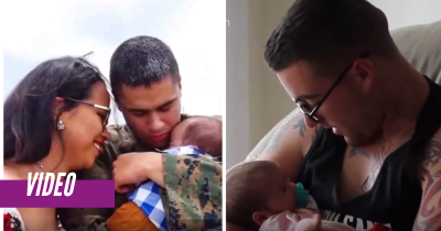 Estos marines que no pudieron ver nacer a sus bebés se quiebran al conocerlos por primera vez