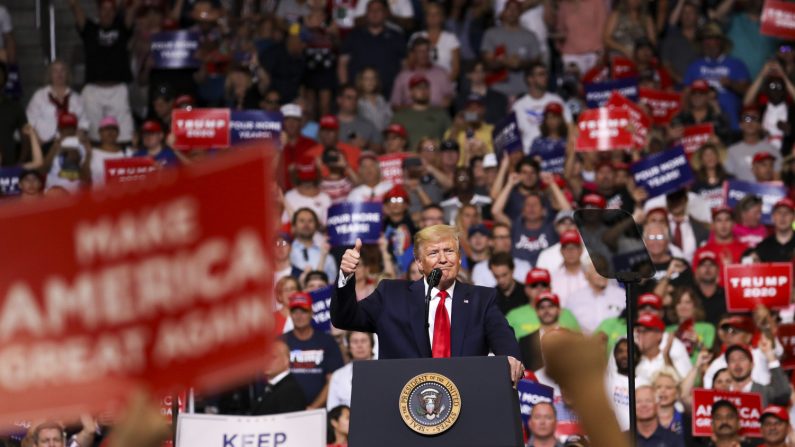 El presidente Donald Trump en su evento de reelección de 2020 en Orlando, Florida, el 18 de junio de 2019. (Charlotte Cuthbertson/La Gran Época)