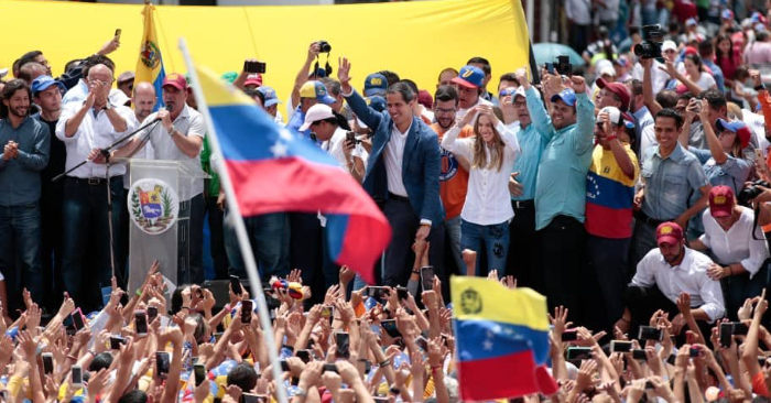 El presidente encargado de Venezuela, Juan Guaidó, durante su visita a Mérida el sábado, 15 de junio de 2019. Foto del Centro de Comunicación Nacional de la Presidencia de VE/Twitter.