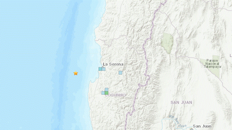 Oleada de sismos sacude la región de Cquimbo en Chile entre el 12 y 14 de junio de 2019 (USGS)