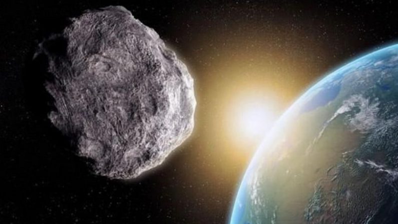 La obra de un artista muestra un asteroide cerca de la Tierra. (NASA)