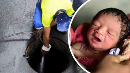 Sufrido rescate de una bebé recién nacida atascada en un desagüe pluvial de 7 metros de profundidad