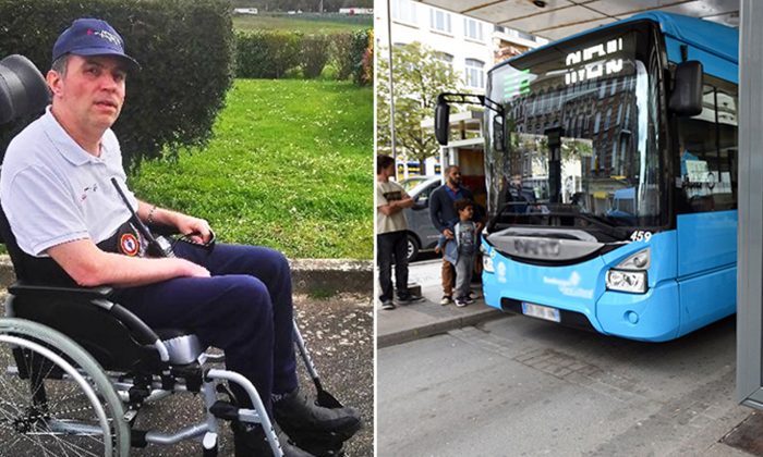 Um motorista de ônibus parisiense ajudou a transformar uma experiência irritante de um passageiro com necessidades especiais em algo agradável (L: Facebook | François Le Berre, R: Getty Images | FRANCOIS LO PRESTI)