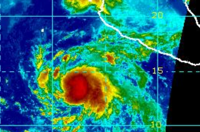 Tormenta tropical Juliette el 1 de septiembre de 2019 a las 11 horas UTC (GOES)