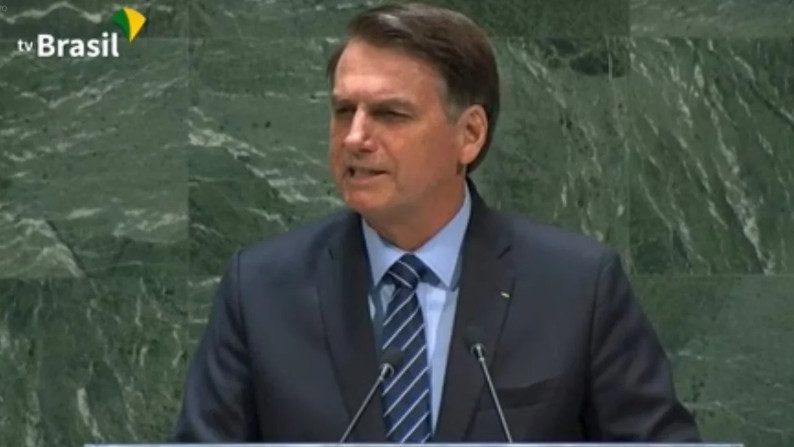 Jair Bolsonaro na ONU (Reprodução / TV Brasil)