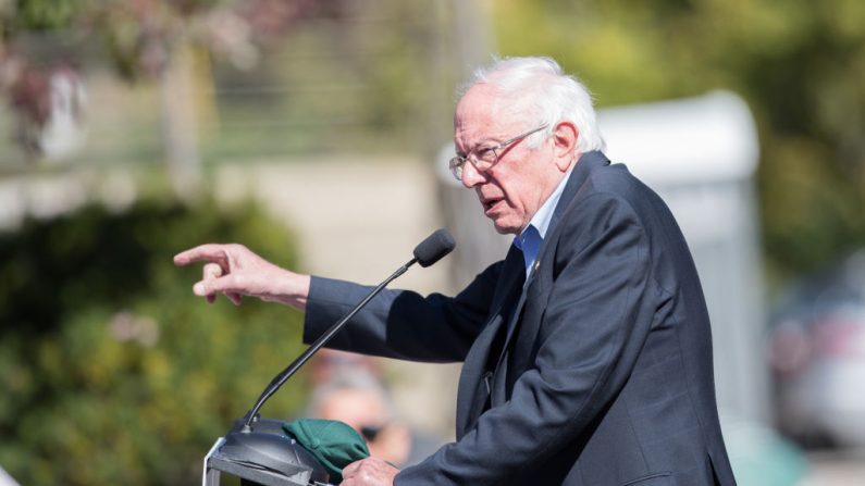El candidato presidencial demócrata, el senador Bernie Sanders, en la Universidad Estatal de Plymouth el 29 de septiembre de 2019 en Plymouth, New Hampshire. (Scott Eisen/Getty Images)
