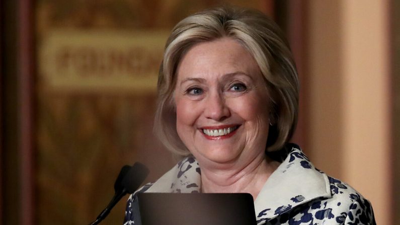 La exsecretaria de Estado de EE.UU. Hillary Clinton en la Universidad de Georgetown en Washington el 27 de septiembre de 2019. (Win McNamee/Getty Images)