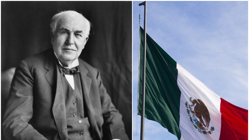Thomas Alva Edison | Bandera de México (Izq. WikiImages | Der. softed75/Pixabay)