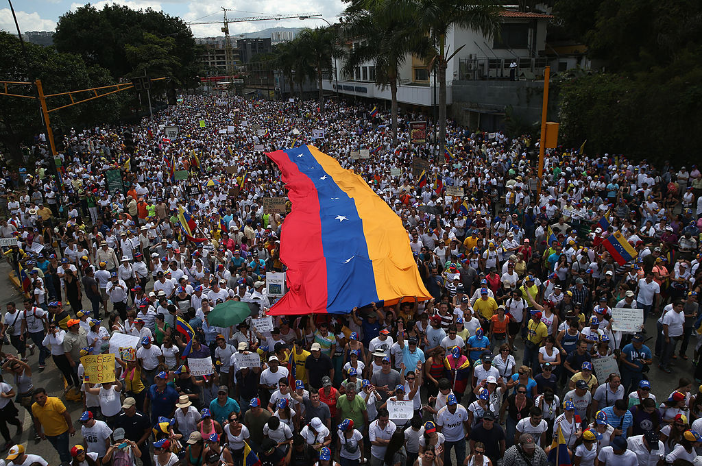 Imagen de archivo de una marcha de los antigubernamentales el 2 de marzo de 2014 en Caracas, Venezuela. (John Moore / Getty Images)