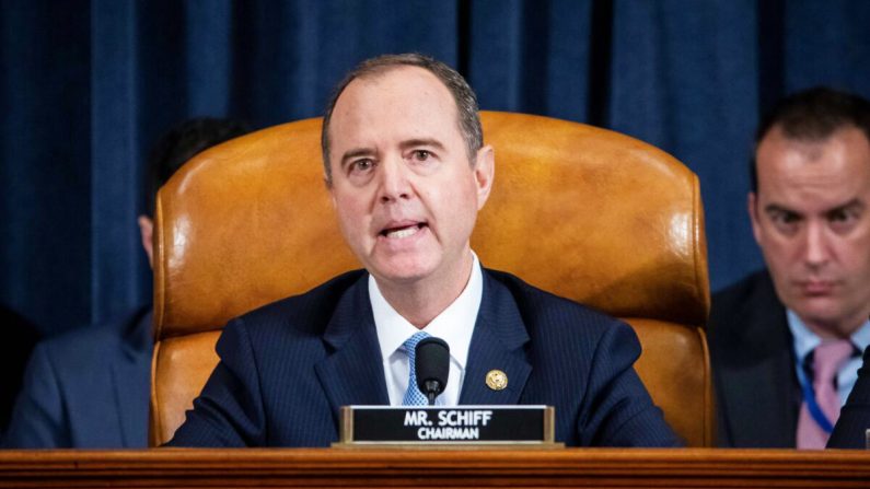 El Presidente de la Cámara de Inteligencia, Adam Schiff (D-Calif.), habla en la audiencia de impeachment abierto en Washington el 13 de noviembre de 2019. (Jim Lo Scalzo / Pool / AFP a través de Getty Images)
