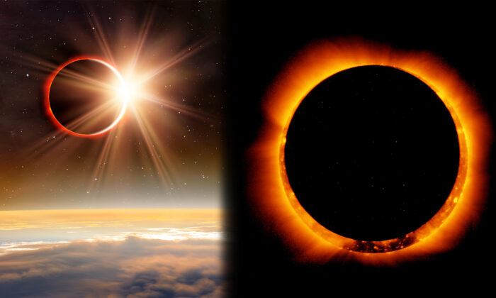 Eclipse solar (Esquerda) (Shutterstock); (Direita) (Getty Images)