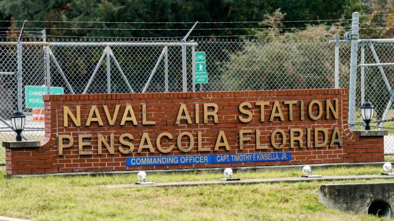 Una vista general de la Estación Aérea Naval de Pensacola luego de un tiroteo en Pensacola, Florida, el 6 de diciembre de 2019. (Josh Brasted / Getty Images)
