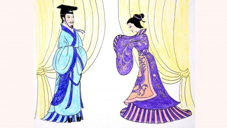 El deber de una consorte es encontrar hombres capaces de ayudar al rey". (Ilustración de Sun Mingguo/The Epoch Times)