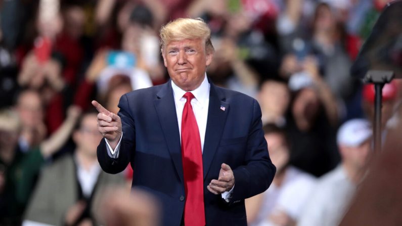 El presidente Donald Trump organiza un Rally en el Kellogg Arena en Battle Creek, Michigan, el 18 de diciembre de 2019. (Scott Olson/Getty Images)