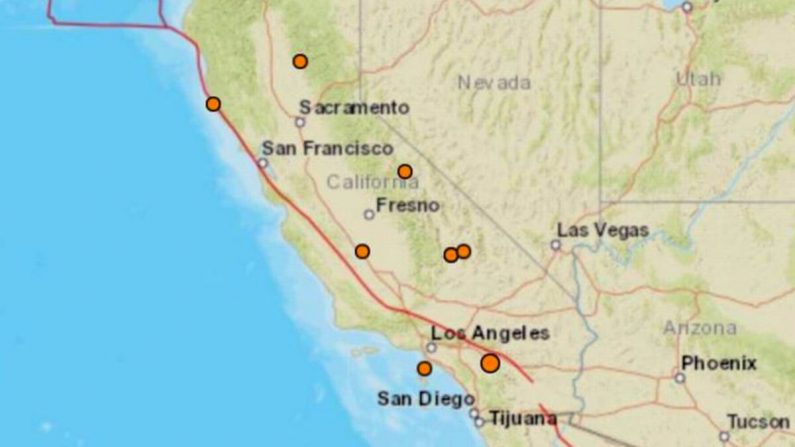Nueve terremotos golpearon California en Navidad. (USGS)