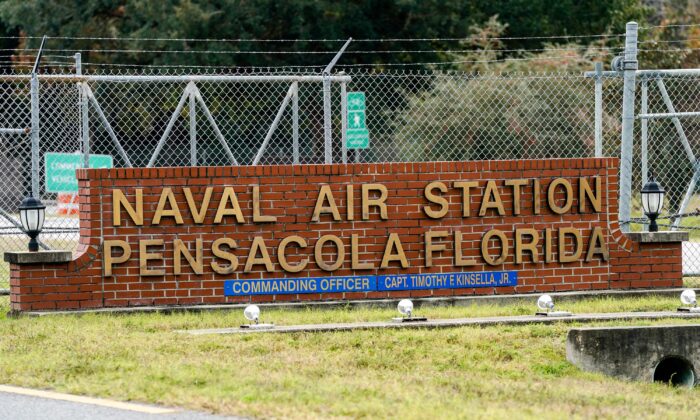 La Estación Aérea Naval de Pensacola después de un tiroteo, Florida, el 6 de diciembre de 2019. (Josh Brasted/Getty Images)